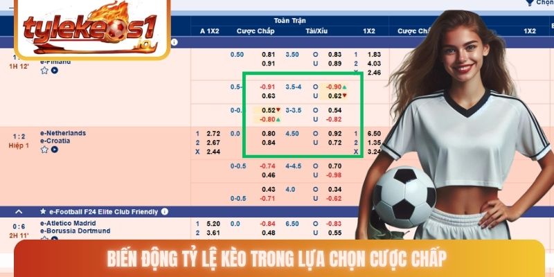 Biến động tỷ lệ kèo trong lựa chọn cược chấp