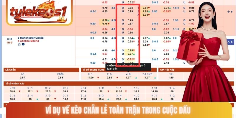 Ví dụ về kèo chẵn lẻ toàn trận trong cuộc đấu