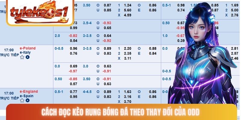 Cách đọc kèo rung bóng đá theo thay đổi của odd